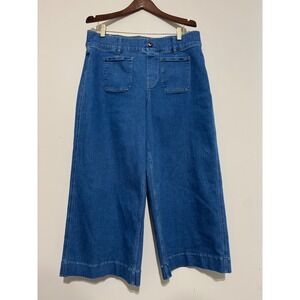 Spanx Cropped Wide Leg Jeans Medium Wash Blue High Rise Plus Size 1X Stretch